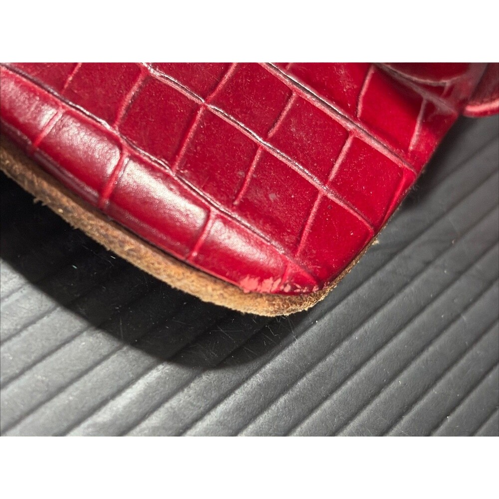 Brighton Trista Heeled Sandals 8.5 M Red Croc Slip In 2.5” Heel - Picture 5 of 11